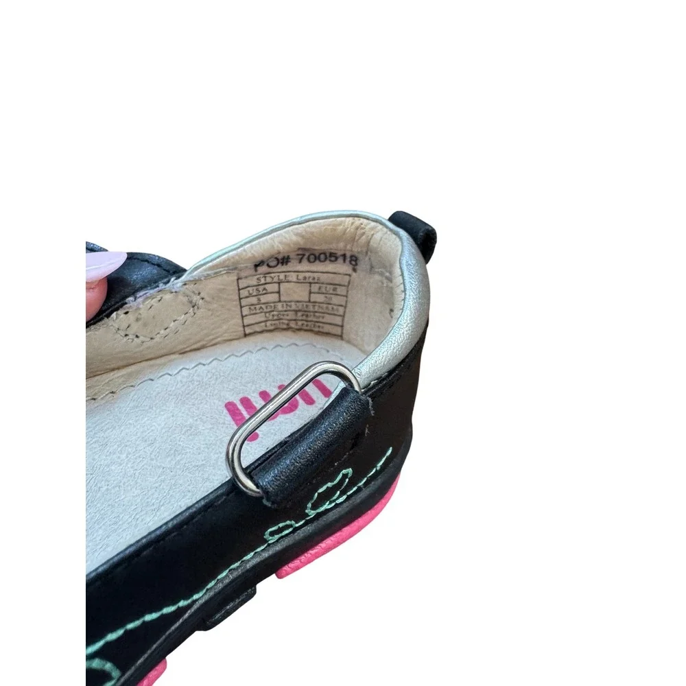 Umi Girls Black Leather‎ Flower Mary Jane Shoes Size 20 EUR 5C Toddler